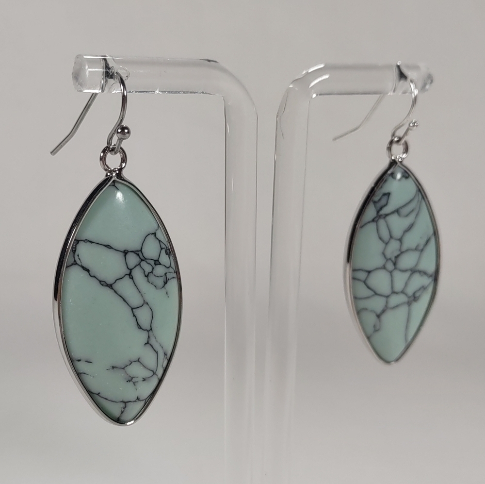 Dyed Howlite Drop Leaf Dangle Fishhook Post Earrings
